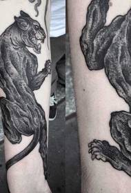 Modellu di tatuaggi di pantera negra in stile nero di gravure