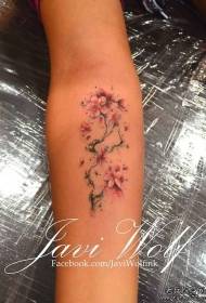 Цвят на татуировка модел цветя на праскова с малък прах в китайски стил