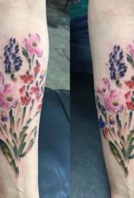 ذراع جميلة نمط الوشم البرية زهرة ملونة