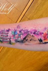 the beautiful world famous architectural color tattoo pattern
