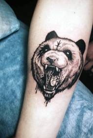 Маленький рука гравіювання стиль чорний таємничий ведмідь з символом татуювання символ