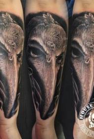 realistisch zwart-wit fantasie vogelvormig schepsel arm tattoo patroon