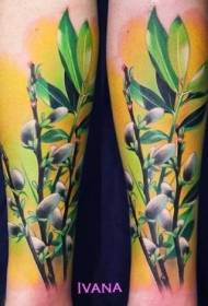Pola tato tumbuhan warna alami realistis dengan lengan