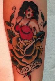 Arm vintage boja mali zavodljivi ženski uzorak tetovaže