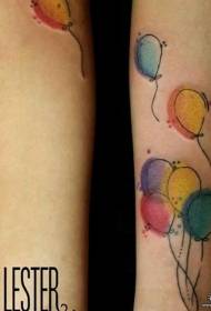 Mažos rankos purslų rašalo baliono spalvos tatuiruotės raštas