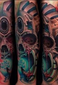 Wapen illustratie stijl kleurrijke duivel masker tattoo patroon