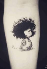 Arm cartoon character black gray tattoo pattern