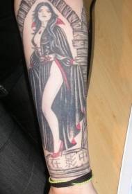 Зброя старого мультфільму спокусливий вампір жінка татуювання малюнок