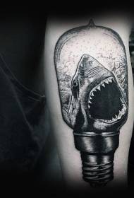 estilo sa pagkulit sa itom nga shark light bombilya nga pattern sa tattoo