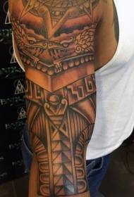 腕の黒と白の人格鎧タトゥーパターン