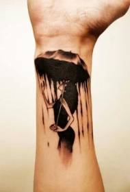 Tattoo girl tattoo under brown umbrella