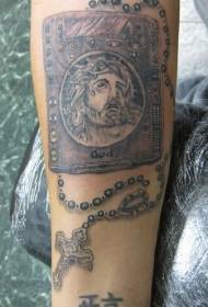 Armbruin Jesus soos 'n tatoo-patroon