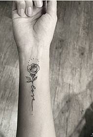 Malé rameno evropské a americké malé čerstvé linie růže tetování vzor
