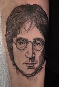 corak tato potret ireng nganggo gaya ireng Lennon