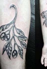 rankos juodos alyvuogių šakelės tatuiruotės modelis