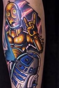 Lig-on nga orihinal nga estilo sa komiks nga kolor nga pattern sa tattoo sa robot