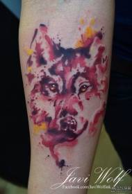 jib sarjakuva väri koira splash muste tatuointi malli