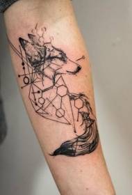 modello di tatuaggio volpe geometrica nera stile schizzo braccio piccolo