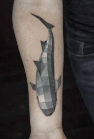 Cánh tay màu đen xám phong cách mới hình học cá mập hình xăm