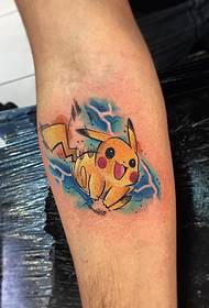 Lytse earm Pikachu cartoon skildere tatoeëringspatroon