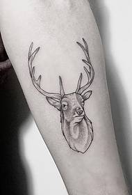 Small arm elk head point pricking small fresh tattoo pattern
