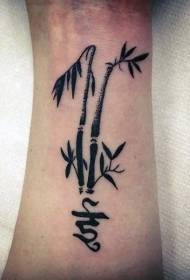 Wrist Asia Oriental Bamboo ndi Khalidwe Wakuda Tattoo