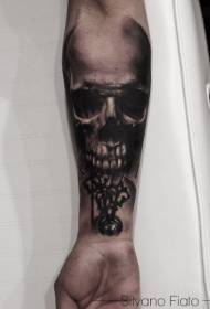 Black arm with a black arm and a tattoo pattern