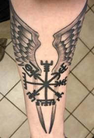 Modèle de tatouage ailes ailes fille bras sur l'image de tatouage ailes grises noires