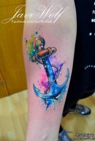Motivo tatuaggio ancoraggio inchiostro splash color braccio piccolo