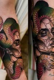 Vyzbrojte nový školský farebný had so vzorom tetovania ženy