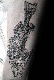 Motivo del tatuaggio dell'osso di pesce super fine con linee del braccio