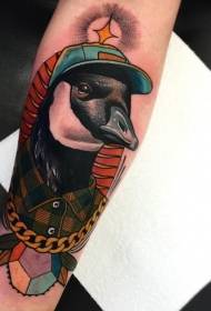 jib new school color gold chain bird tattoo pattern