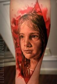 Arm kleur realistische meisje portret tattoo patroon