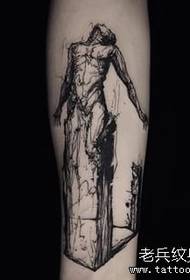 Potītes abstraktā līnija melni pelēks raksturs tetovējums modelis