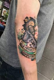 Cailín agus bláth buachaill scoile tattoo patrún le pictiúr tattoo lámh agus cailín