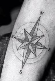 Rameno bodanie kompas tetovanie vzor