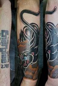 jib new school colored panther tattoo pattern
