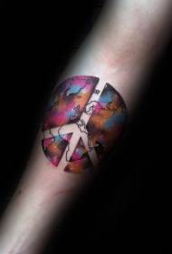 Arm i paqes simbol ngjyra e hartës së tatuazhit të hartës së botës