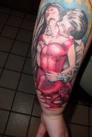 Arm kleur vampier en zijn slachtoffer tattoo foto's