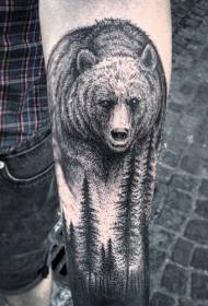 Ročno črni grizli in vzorec gozdnih tetovaž