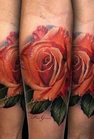 Imperi yakasikwa chaiyo yakasununguka tsvuku rose tattoo maitiro