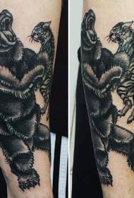 Qaadashada gacmo-gacmeedka gacanta carrabka weyn ee madow iyo qaabka tiger tattoo