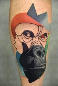 Колір руки напівреалістичний наполовину намальований малюнок татуювання горили