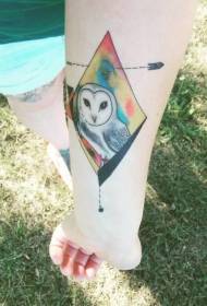 jib beautiful rhombus color owl tattoo pattern