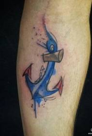 Small arm anchor splash ink color tattoo pattern