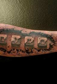 Lig-on nga realistiko nga buton nga istilo sa estilo sa bato nga tattoo