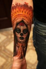 arm kleurvolle dood meisie tattoo patroon