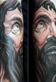 Armkleur religieuse man portret tattoo patroon