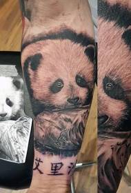 Rokas ir ļoti skaists un glīts pandas mazuļa tetovējuma raksts