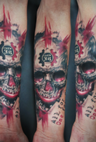 Mfano wa tattoo ya fuvu la kibinadamu kwa mtindo wa mfano wa mkono